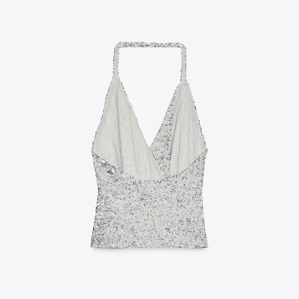 Sparkly Draped Halter Top