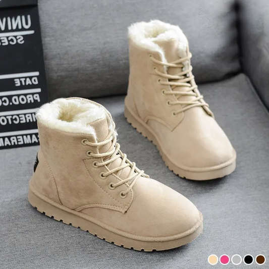 Beige Faux Fur Lined Winter Boots