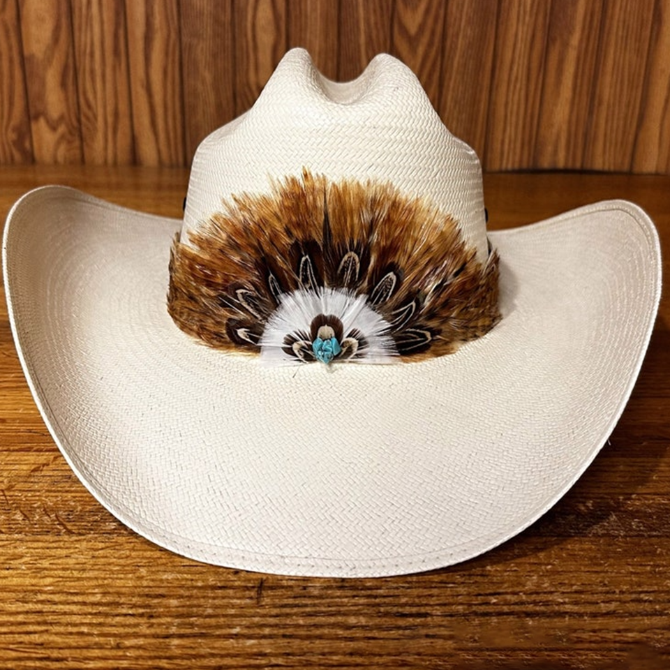 Cowboy Hat with Turquoise and Feather Concho