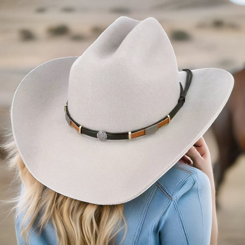 Light Gray Cowgirl Hat with Concho Band