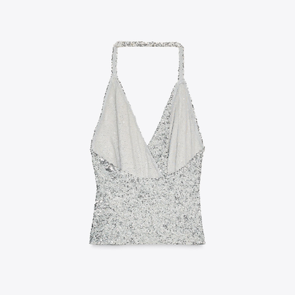 Sparkly Draped Halter Top