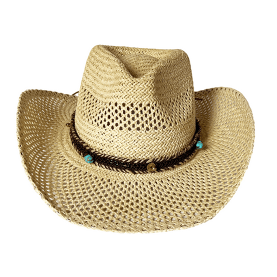 Straw Cowboy Hat for Women Men Woven Western Cowgirl Hat Sunshade Beach Hat
